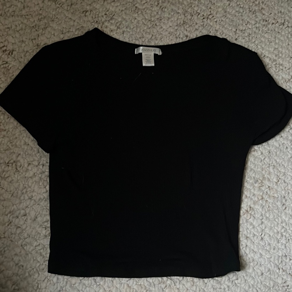 Black Ribbed Crop Top